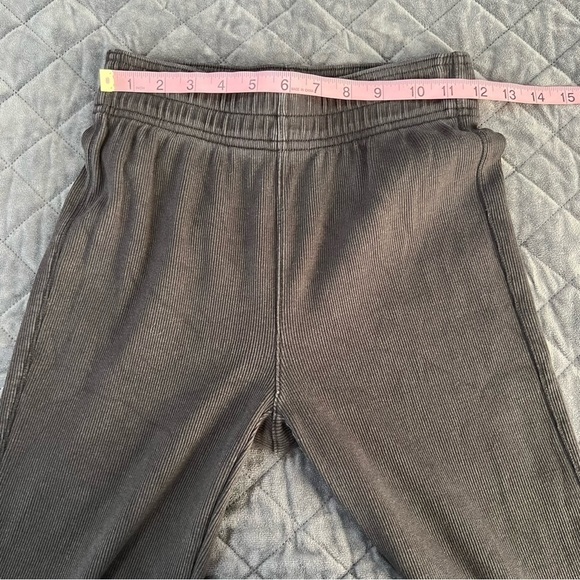 Everlane Pants Women XS Wide Leg Flare Black Ribbed High Rise Stretch F - Picture 8 of 10